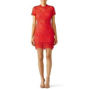LOVERS + FRIENDS Red Lace Waist Cut-out Sheath Dress MEDIUM